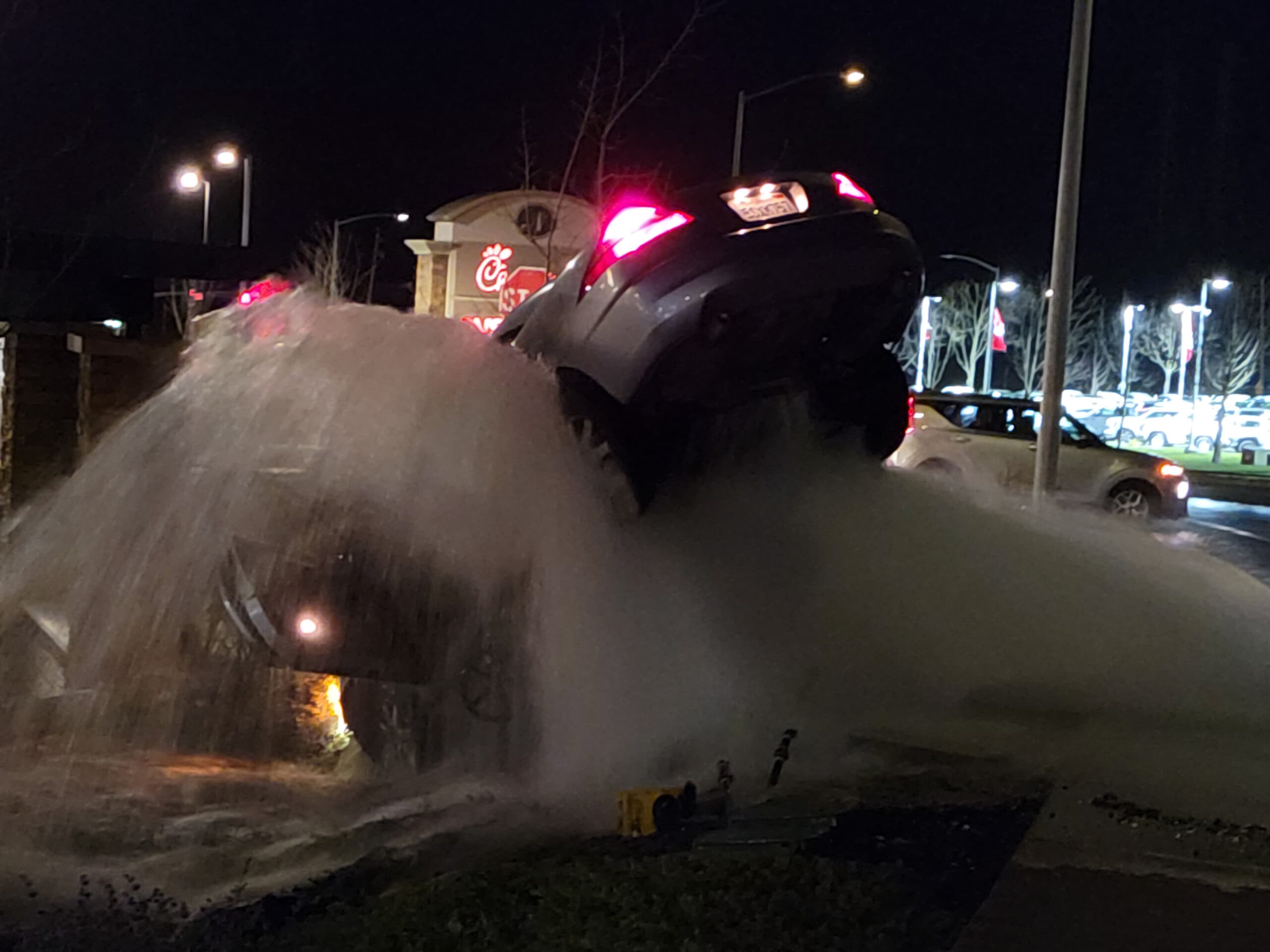 Car hit hydrant