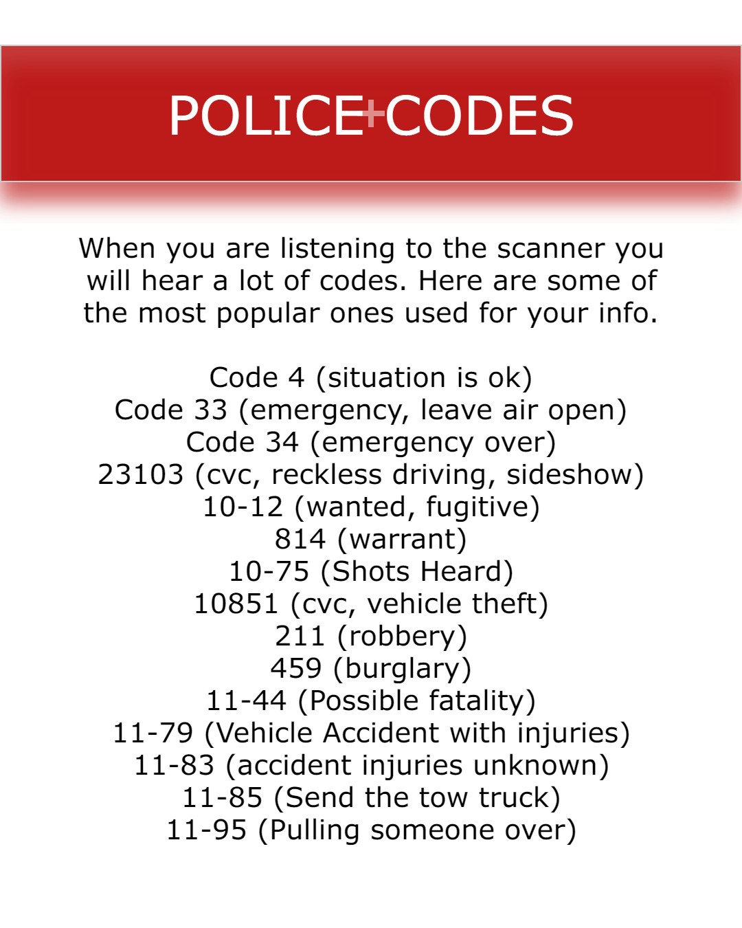 Vallejo Police Scanner Codes