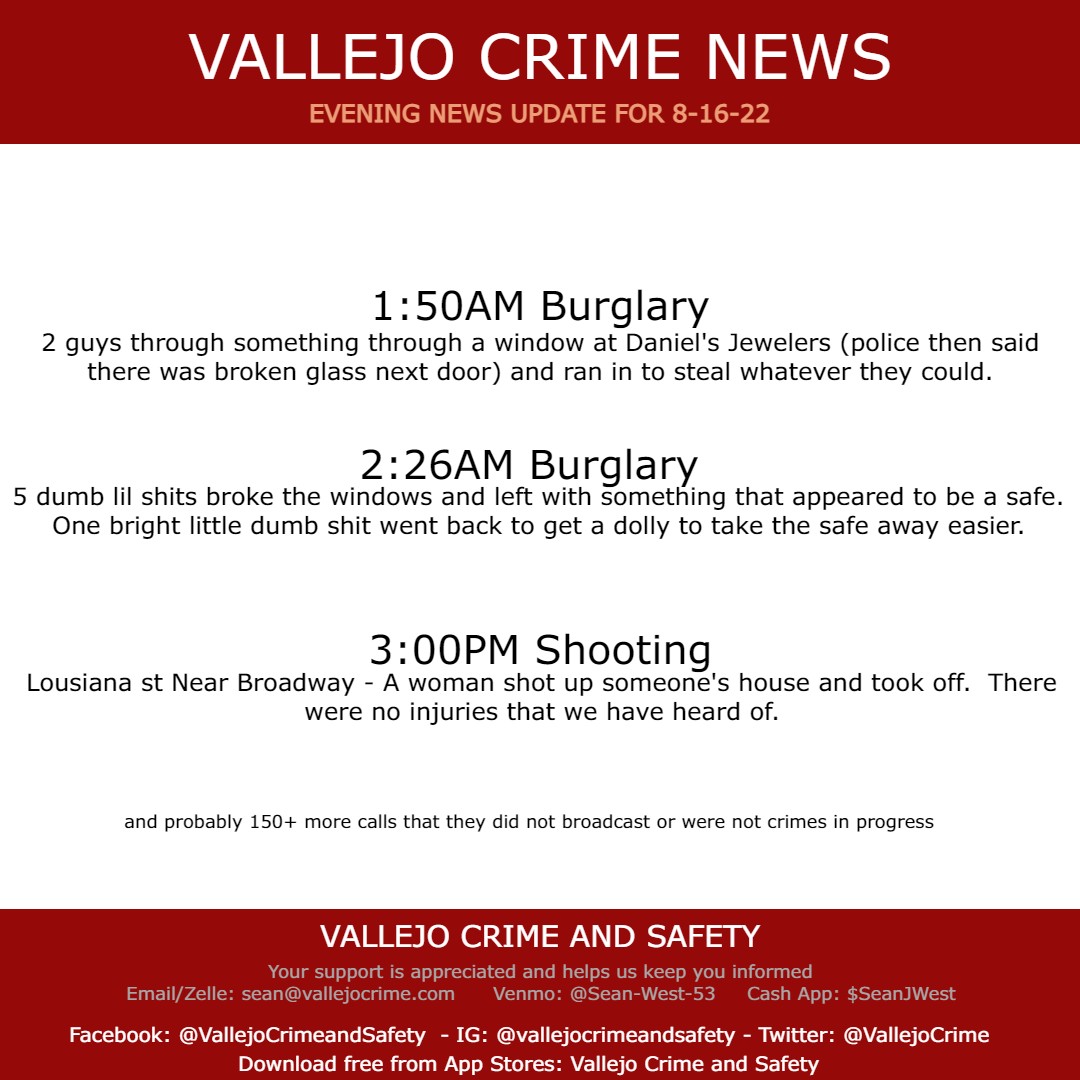 Vallejo Crime News for 8/16
