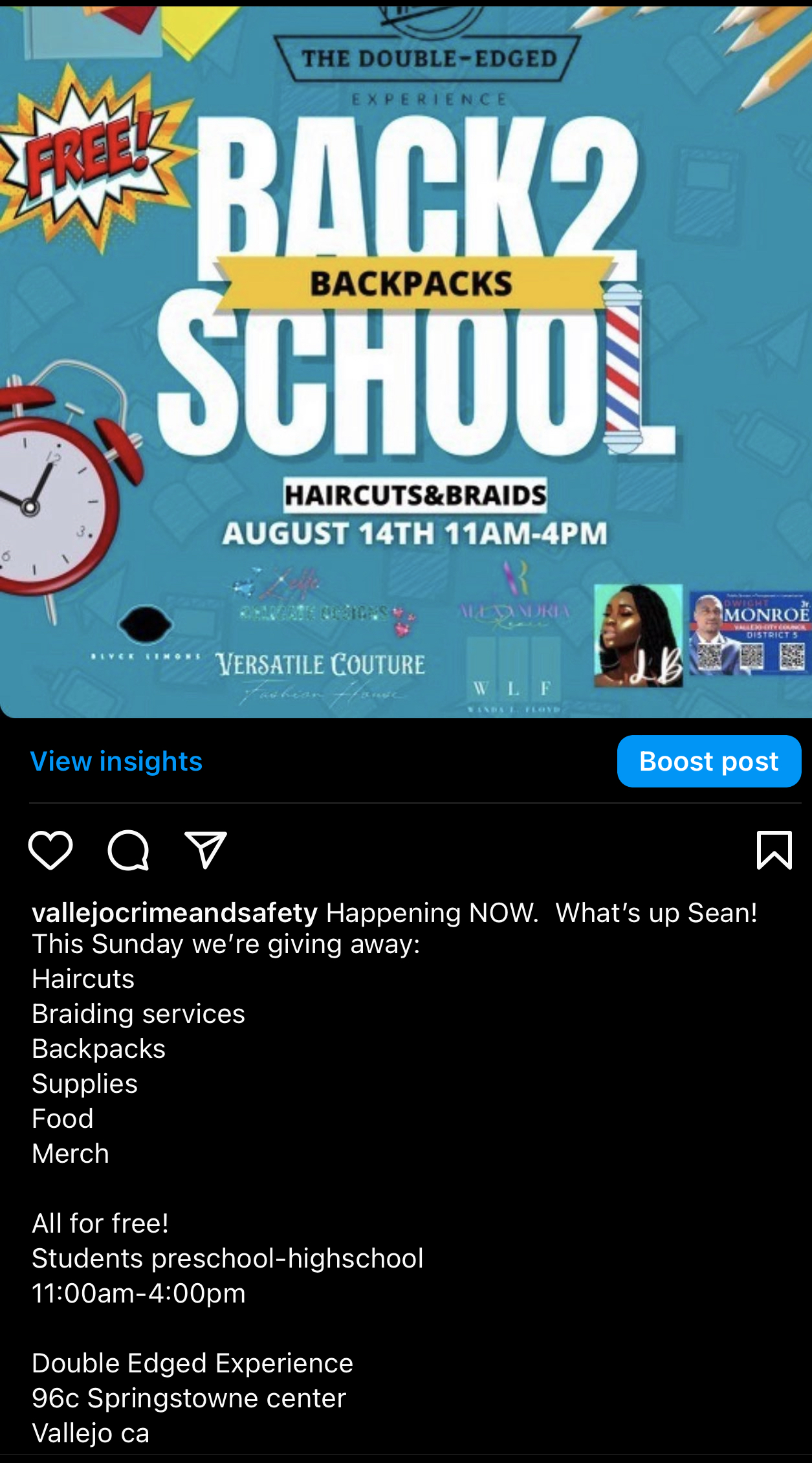 Free haircuts and backpacks